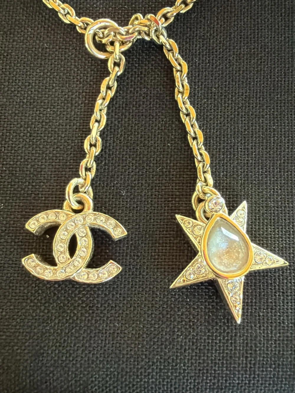 CHANEL Gold CC Logo & Star Charm Necklace